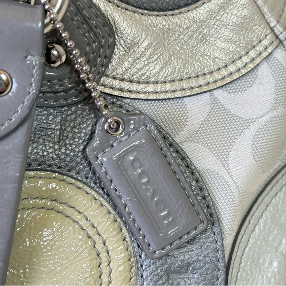 COACH F19042 Patent Leather Canvas Jacquard Logo Monogram Tote Bag Purse - Picture 8 of 16